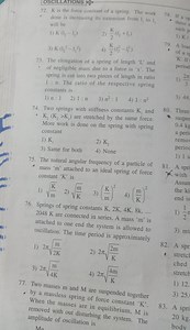 K is the force constant of a spring. The work done is... | Filo