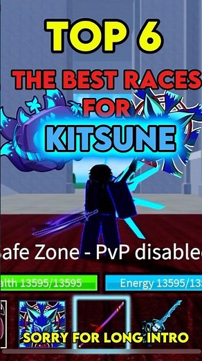 Top 6 Best races for kitsune In blox fruits ! #bloxfruits #roblox #gaming #fyp
