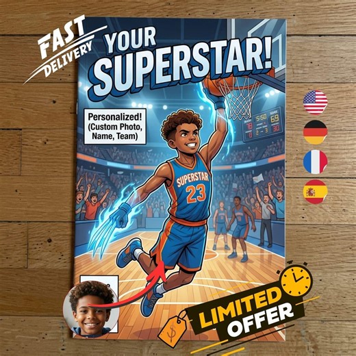 Custom Basketball Comic Book for Kids, Personalized Basketball Gifts for Boys, Sports Birthday Present, Digital or Printed Magazine - Etsy
