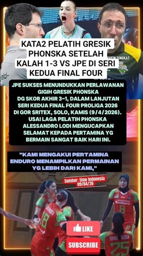 kalah 1-3 vs JPE ini Komentar pelatih Gresik Phonska #shorts #alessandrolodi #proliga2026