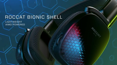 ROCCAT Syn Pro Air - Wireless 3D Audio Surround Sound Lightweight PC Gaming Headset with AIMO RGB Lighting and All-day Battery Life - Black