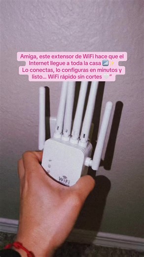 Amiga, este extensor de WiFi hace que el Internet llegue a toda la casa 📶✨ Lo conectas, lo configuras en minutos y listo… WiFi rápido sin cortes 🤍”