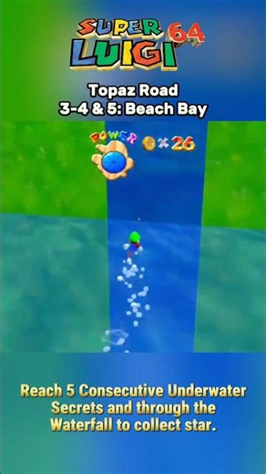 Super Luigi 64 Topaz Road OMM: 3-4 & 5 Beach Bay #5Secrets #ThroughtheWaterfall