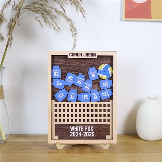 Personalized Volleyball Coach Team Shaker Sign, Custom Players Name and Number Keepsake, Volleyball Team Gifts With Stands - Etsy