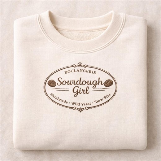 Sourdough Girl Embroidery Design File, Vintage Bakery Label Pattern - Etsy