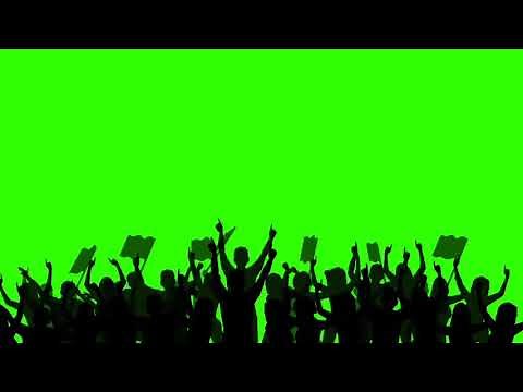 Multitud aplaudiendo y gritando - pantalla verde. | Crowd clapping and shouting - green screen.