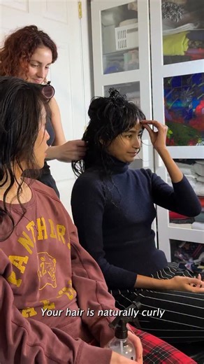 Megan Ciafre on Instagram: "What is it about styling your friend’s hair that makes you feel like a kid again? 🪼🧚‍♀️ Products: @pantene volume and body mousse @notyourmothers curl talk frizz control sculpting gel @bouncecurl brush @olaplex no. 7 bonding oil #curlyhair #naturalcurls #curls #beforeandafter"