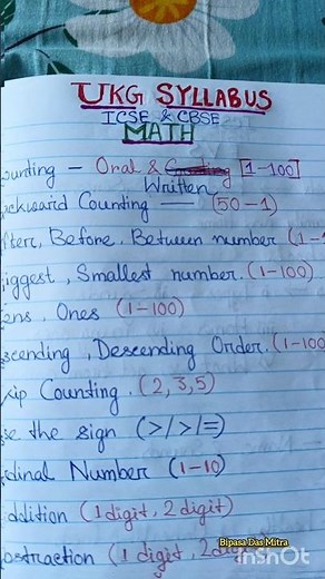 UKG Math Syllabus|| All Board Number Syllabus #ukgsyllabus