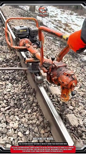 Rail fastening machine tightening 22 mm bolts During track maintenance work