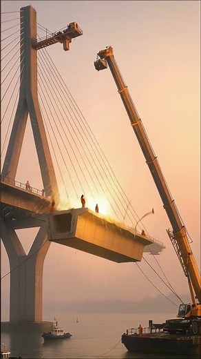 Total Chaos as Rigging FAILS, Flipping a Bridge and Tossing Workers into the River! 🌊 #disaster