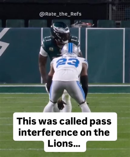 AJ Brown clearly pushed off here but the refs threw a flag on the Lions for pass interference and gave them a free 1st down that ended the game… #nfl #fantasyfootball #refs #eagles #lions | Rate the Refs