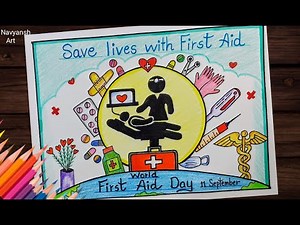 World First Aid Day poster drawing / First Aid Box drawing / How to draw World First Aid Kit easily