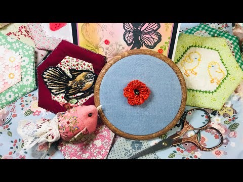 17. Beginner friendly slow stitch poppy flower | Sitch along & chat | #slowstitching