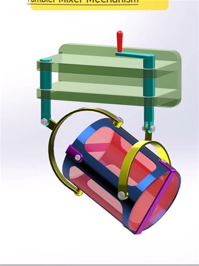 Tumbler Mixer Mechanism | Rotating Drum Mixing System ⚙️ #mixer#mechanism#mechanicalengineering#engineering#machine#engineeringanimation