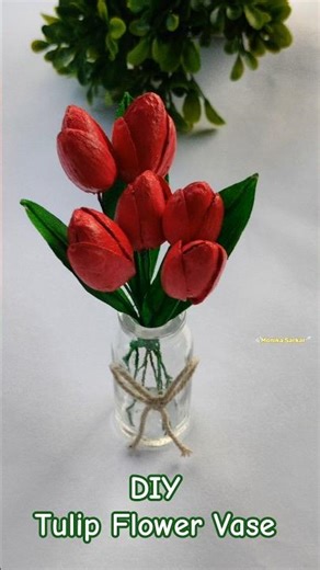 DIY Almond Shell Tulip Flower Vase 🌷 | Handmade Home Decoration #diy #art #ytshorts #shorts #craft