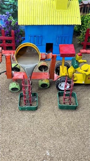 😲 Real Working Mini Tractor Making Cement Pillar 🏗️ Amazing DIY Construction Machine 🚜 #shorts
