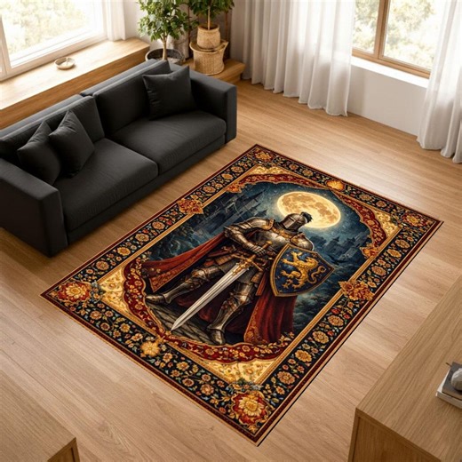 Medieval Knight Rug, Fantasy Warrior Carpet, Gothic Armor Decor Rug, Castle Theme Home Rug, Dark Ages Inspired Rug - Etsy