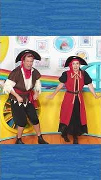 Jen and Derek dance as Cheeky Pirates in the Milkshake! Studio