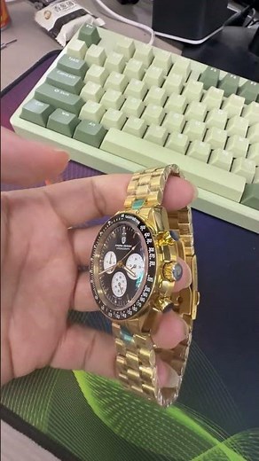Pagani Design PD-1701 Yellow Gold Black Watch #paganidesign #watch #luxurywatches #speedmaster