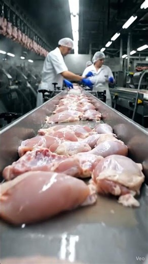 AI Chicken Packaging Factory 🐔📦🤖 | Smart Poultry Processing | Machinica AI #shorts