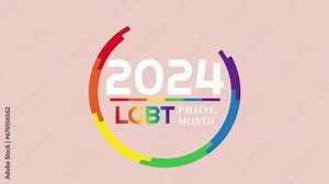 LGBTQ pride month. Rainbow typography animation. Colorful text animation for pride month. LGBT text inside rainbow flag on a pink background. Animation