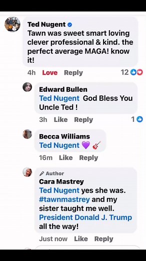 It was great have the one and only #tednugent weigh in on Tawn Mastrey "The Life And Legacy Of The Leather Nun". Tawn can be heard every day on Cabal Records as we rewind historic rock radio shows. Check the comments for more info: | Cabal Records