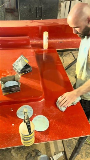 A multi-stage sanding process #composites #manufacturing #surfacefinish #boatbuilding #precision