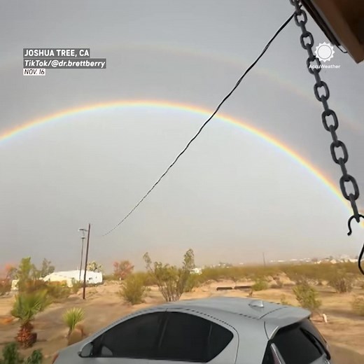 "This is the most insane rainbow. Ever." A stunning double rainbow was spotted over Joshua Tree in California. 🌈🌈 | AccuWeather