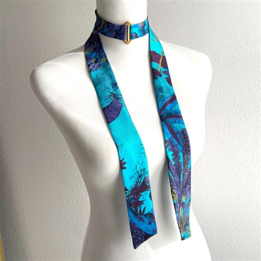 Artistic Silk Neck Scarf With Vintage Buckle – Handmade From Vintage Designer Fabric (early 2000s) - Etsy