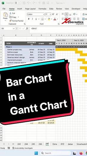 How do I make a Bar Chart on a Gantt Chart - Excel Tips And Tricks #microsoft #excel #exceltips #exceltricks #tips #tipsandtricks #googlesheet #fyp