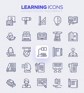 The Learning Icon Set is a collection of icons featuring objects and...