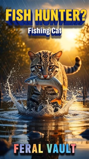 Fishing Cat || Wild Cat Fishing Skills!🐱⚡🐟#shorts #animalsfacts #feralvault