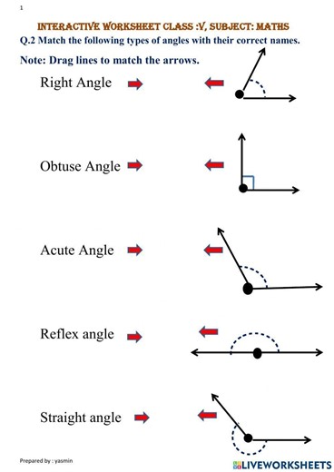 Types of angles online exercise for Grade 6