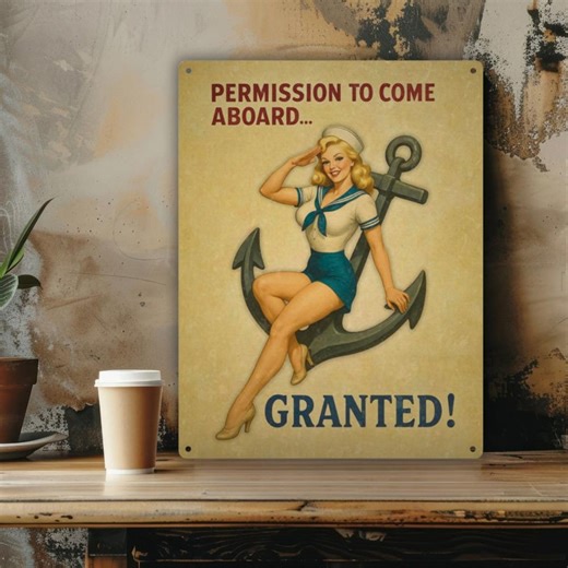 Vintage Pin up Metal Sign Sailor Girl Nautical Wall Decor, 12x16, Made in USA - Etsy