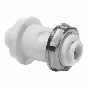 John Guest® PP1208W 1/4" White Polypropylene Push-To-Connect Bulkhead Connector