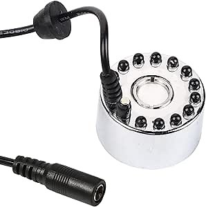 LED Fog Atomizer, Fountain Fogger Humidifier Mist Maker Mini Mist Maker Water Fog Mist Maker Air Humidifier for Fountain for Yard(Three-Color Gradient atomizing Head)(Adapter is not Included)