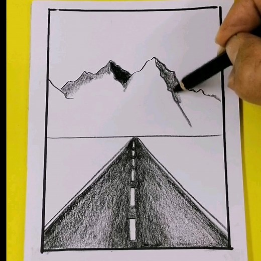 Aprende a Dibujar un Paisaje a Lapiz Blanco y negro #dibujos #truco #arte #lapiz #tutorial #paisajes | Easy Art