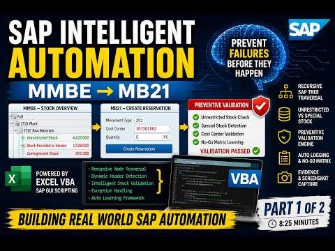 SAP Intelligent Automation Using Excel VBA | MMBE to MB21 Preventive Validation