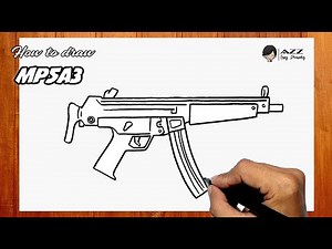 How to draw MP5A3 Machine Gun step by step