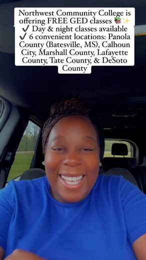 Stop stressing about where to start or how to get your GED… I got you! 🙌🏾 Northwest Community College is offering FREE GED classes 📚✨ ✔️ Day & night classes available ✔️ 6 convenient locations: Panola County (Batesville, MS), Calhoun City, Marshall County, Lafayette County, Tate County, & DeSoto County 🗓 Schedule: Monday–Thursday: 8:00 AM–12:00 PM & 1:00 PM–4:30 PM Monday–Wednesday: 4:30 PM–8:30 PM Your future is waiting… don’t put it off any longer 💯 📩 Message me if you're ready to get st