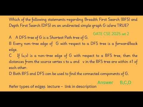 GATE CSE 19 - GATE questions - PYQs - graph DFS and BFS