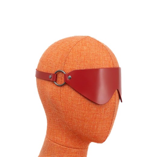 Red Leather Blindfold With Adjustable Straps Blackout Mask Natural Leather Design for Bondage Play