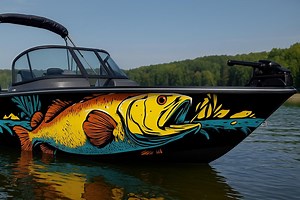 Bold Bass Boat Wrap – Vibrant Full-color Fishing Vinyl Design for Bass Boats, Lake Boats & Sport Cruisers | Custom Marine Graphic Boat Wrap - Etsy