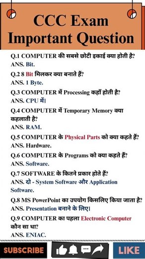 Basic Computer Important Questions | CCC Exam Practice | Computer GK