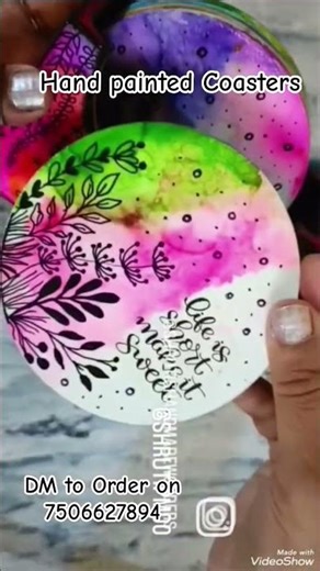Hand-painted coasters that add charm to your coffee moments ☕✨Comes with a matching holder 💛