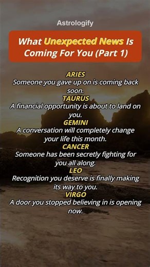 What Unexpected News Is Coming For You (Part 1) #zodiac #zodiacsigns #astrology #horoscope #tarot