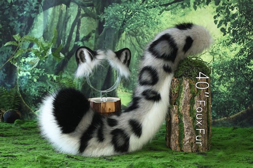 Realistic Gray Black Faux Fur Snow Leopard Ear and Tail Set Role Play Snow Leopard Cosplay Ear and Tail Kemonomimi Christmas Gift - Etsy
