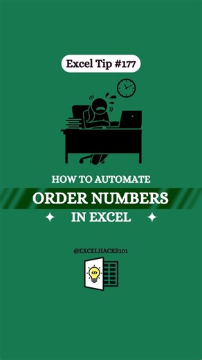 Excelhacks101 | Daily Excel Tips on Instagram: "Automate Order Numbers in Excel ️ Super handy for fast data changes & clean dashboards! Don’t scroll away — Save this for later  #exceltips #data #exceltricks #excel #excelhacks"