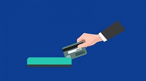 EDC Payment, Hand swiping credit card on payment terminal, representing electronic payments and card transactions animation. money transaction.
