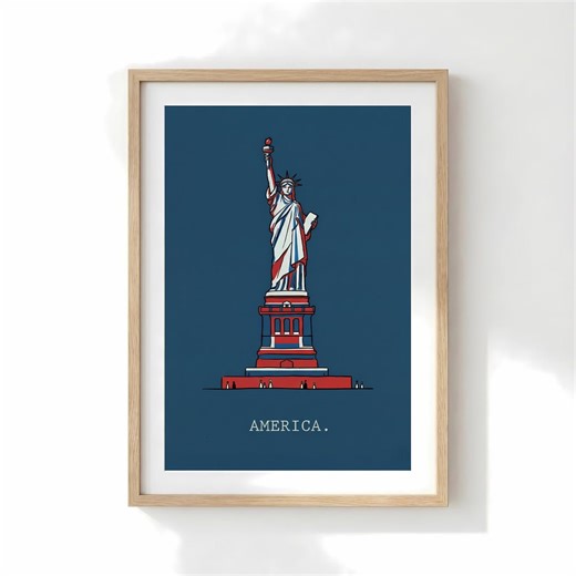 Statue of Liberty Print, Digital Download, Minimalist America Poster, Printable NYC Wall Art, USA Travel Gift, Instant Home Decor - Etsy Canada